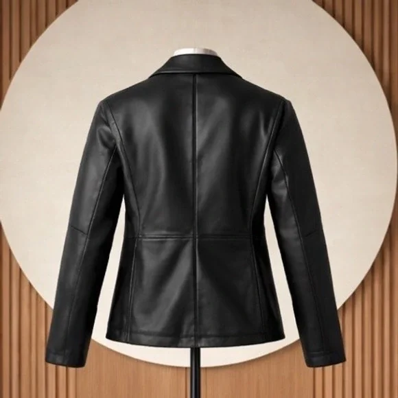 Worthington Womens Black Genuine Leather Zip Front Jacket Size 1X Plus - Picture 2 of 9